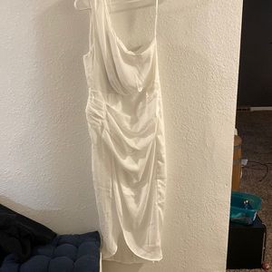 One shoulder midi bachelorette white going out dress